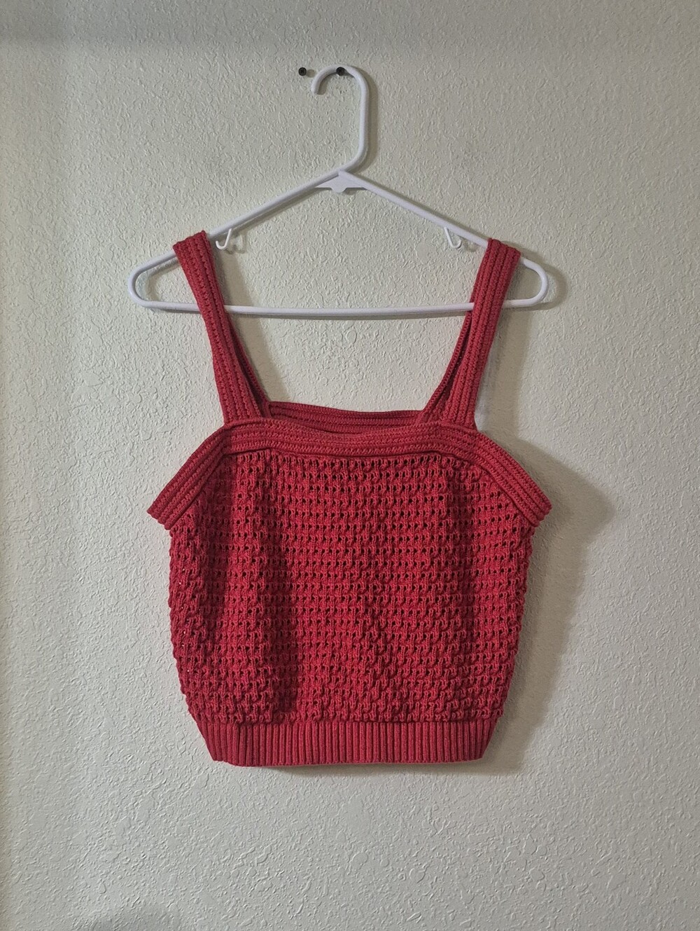 Universal Thread Coral Red Crochet Knit Tank